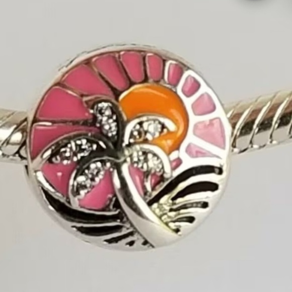 PANDORA Authentic Sterling Silver Tropical Sunset Charm CZ & Enamel. Retired. - Picture 2 of 3